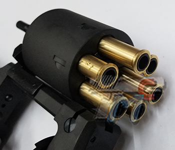 Marushin Mateba 6mm X-Cartridge Gas Revolver 5inch (Heavy Weight & Wood Grip) (Black) - Click Image to Close